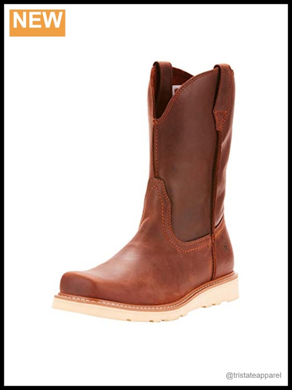 Leather Western Work Boots Square Toe Oil Slip Resistant Mid-Calf